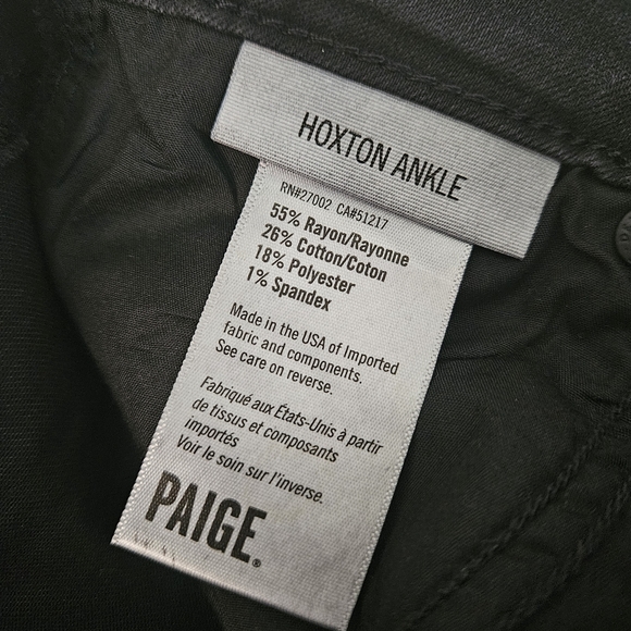 PAIGE Hoxton Ankle Pant in Black Fog Luxe Coating Women's Size 24 Black - Picture 8 of 9